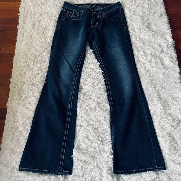 INC Denim Regular Fit Boot Leg Jeans 6 Dark Wash - Picture 4 of 15